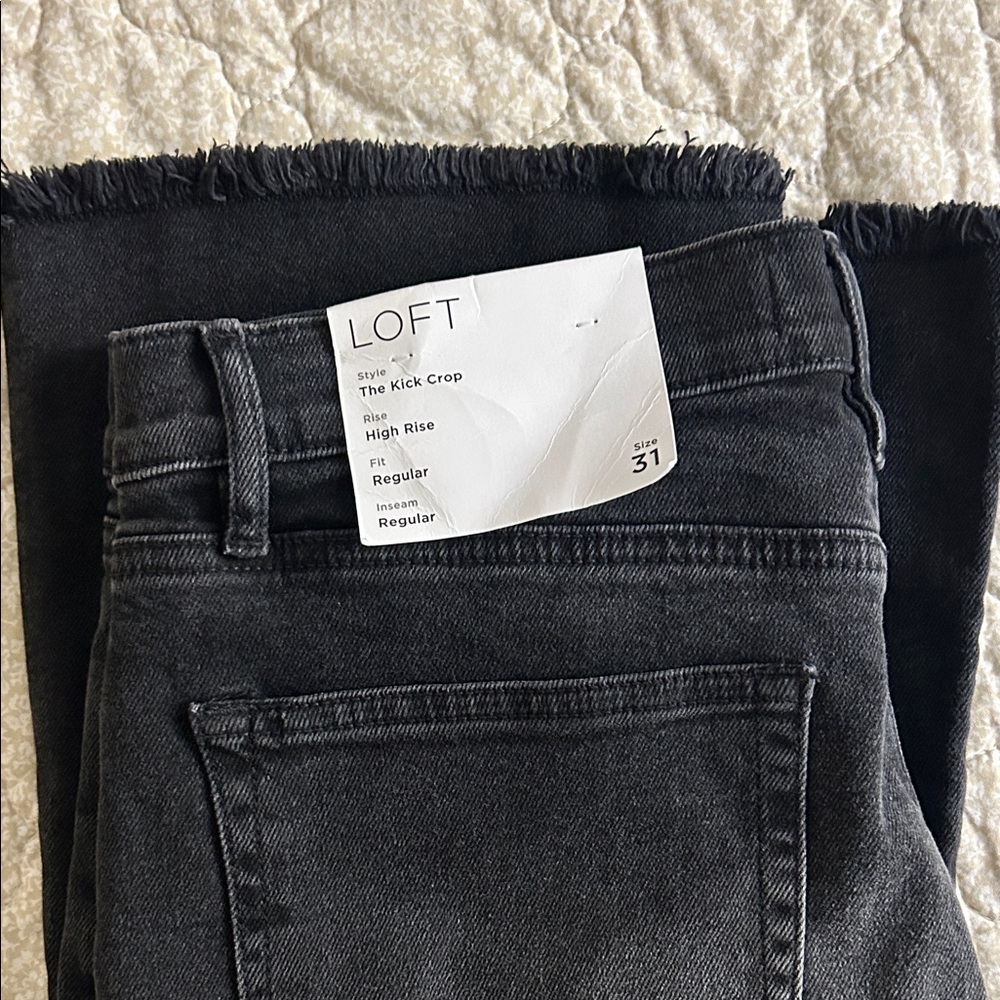 LOFT Women's Charcoal High Rise Kick Crop Jeans